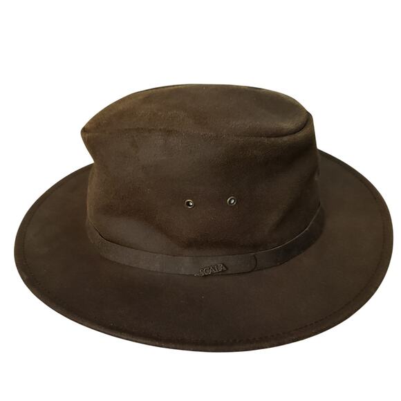 Scala Classico Genuine Leather Hat Dorfman Pacific Four Seasons Sz Medium Brown - Picture 5 of 10